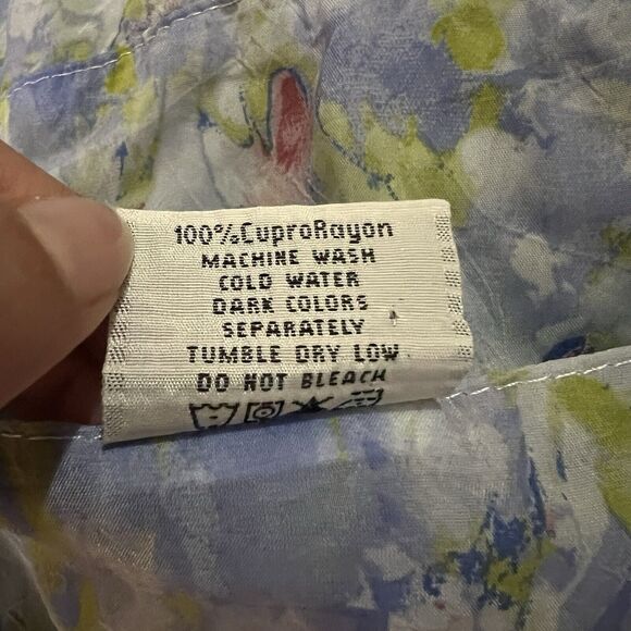 Click Color Me Cotton Floral Tiered Dress Womens Size XXL Blue Asymmetrical - Picture 5 of 8